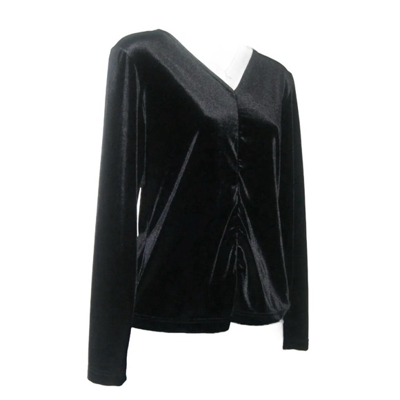 Vintage 90's Gantos Blouse Black Crushed Velvet Goth Gothic Grunge egirl ALT y2k - Picture 2 of 9